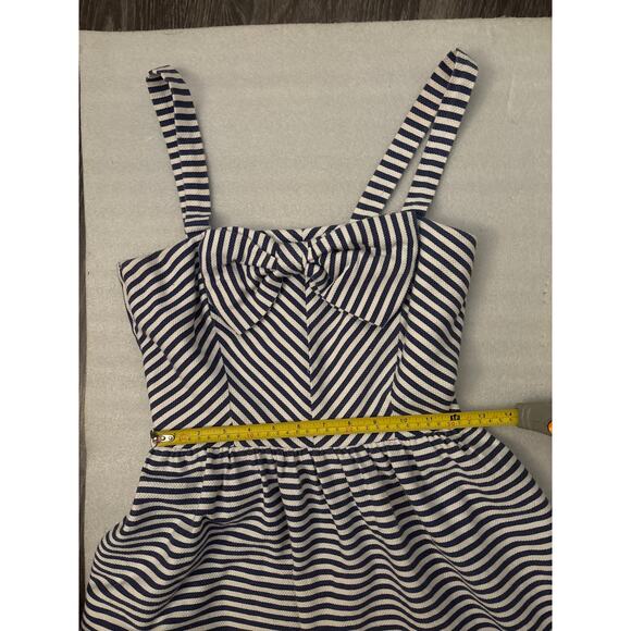 Trixxi Striped Bow Tie Lace Trim Nautical Pin Up Dress 9 Retrogirl Glam Cosplay - Picture 9 of 11